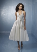 New Style Cream V-neck Halter Pleated Bowknot Wedding Dress
