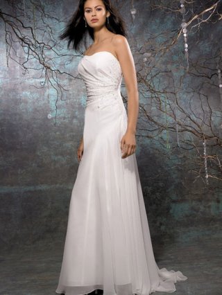 2011 Hotsale Beads Working simple Chiffon Wedding Dress