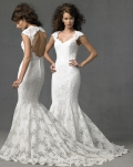 Charming Gorgeous Applique Backless lace Mermaid Wedding Dress