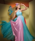 Vogue One Side Shoulder Ball Gown Ovellay Tulle Inner Elastic Satin Evening Dress