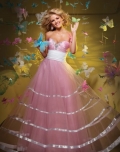Pink Sweetheart Beading White Waistband Empire Waist Ball Gown prom Dress