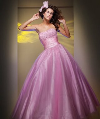 Pink Cheap Top Tube Strapless Appliques Beading Tiny Folded Network Satin