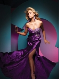 A Line sweetheart Purple Flower Beads Seductive Elegant Evening Dress