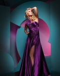 A Line Purple sweetheart Floor Length Flower Beads Distinct Elegant Evening Dress