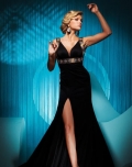 Double Straps Sweep Trsin Flower Waistband With Beadings Backless Pick Up Pretty Evening Dress