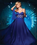 Sweetheart Backless Princess Gown Cathedral Train With Beading Waisband And A Ribbon Blue Evening Dress
