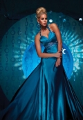 Halter Sweetheart Ruched With Beadings Cathedral Train Elastic Satin Blue Evening Dress