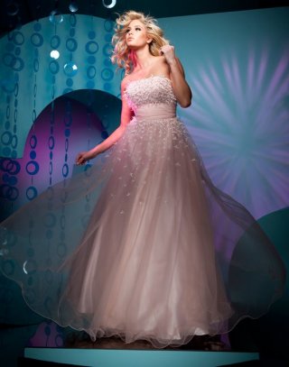 Flat Sleeveless Pink Satin Organza Sashes Prom Dress / Evening Dress