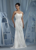 Graceful Spaghetti Straps Cheap Side plicated Beach Wedding Dress Under 150