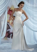 Aluring Cheap Strapless Pleated Chiffon Beach Wedding Dress