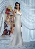 Discount Halter Sweetheart Satin Empire Waist Cheap Wedding Dress