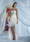 Exceptional Chiffon around Plicated Strapless Chiffon Pleated Knee Length Design Wedding Dress