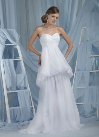 New Style Two Layers Discount Sweetheart White Chiffon Wedding Dress
