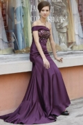 Hot Style Cheap Purple Sequin Working one stap Design Evening Party Dress