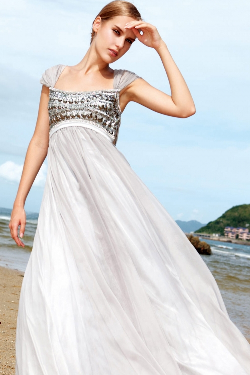 Discount Empire Waist Gauze/Tulle Design floor length Evening Party Dress