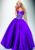 Purple Sweetheat Beading Tulle Satin Prom / Evening Dress