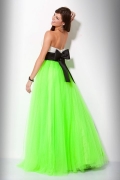 Grass Green Flat Sweetheart Beading Chiffon Black Butterfly Ribbon Prom Dress