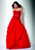 Strapless Flat Neckline And Ball Gown Side Draped And Folded Evening Dress
