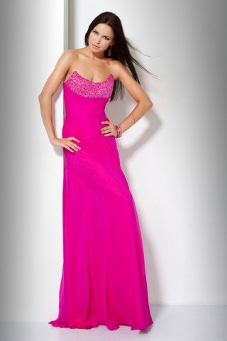 Scalloped-Edge Neckline Strapless Dropped Floor Length Elegant Evening Dress