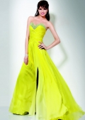 Elegant Princess With A Gown Beading V Neckline Side Ruched Evening / Party Dress With Furcation