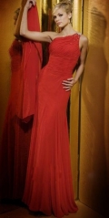 Sex One Shoulder Red Chiffon Pleated Empire Floor Length Evening Dress(OCT-18)