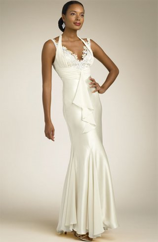 2012 Sheath/ Column Halter Unique Designer Floor length Beach Wedding Dress