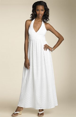 2012 Chiffon Halter Ankle Length Sheath/ Column Beach Wedding Dress
