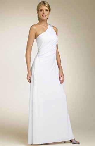 2012 Discount One Shoulder Chiffon Floor length Chiffon Beach Wedding Dress