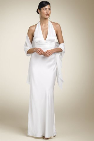 2012 Discount Style Halter Full length V-neck Beach Wedding Dress