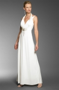 2012 Discount Halter V-neck Column Long Style Chiffon Beach Wedding Dress