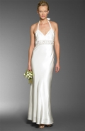 2012 Discount Style V-neck Simple Embroidery Beach Wedding Dress