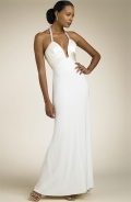 2012 Halter Sexy Designer Full length Satin Beach Wedding Dress