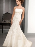 2012 vogue mermaid Long Length Embroider Strapless Cheap overall lace Wedding Dress