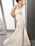 2012 Empire Waist Beads Working on the bust and lace trim Long Length Cheap Wedding Dress Hot sale