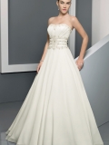 2012 Empire Waist Beads Working wasit Princess Cheap chiffon & satin Wedding Dress