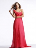 A Dropped Sheath With A Ruched Sweetheart Neck And One Flower Shoulder Formal Evening Dress