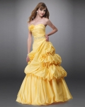 Puffy Designer Strapless A-line Floral Yellow Homecoming Dress/ Prom Dress