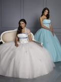Fashion White And Blue ball gown Design beads working Prom Dress at a low price