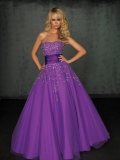 Purple Beads Working A-line simple style sweetheart Design Puffed empire waist Prom Dress