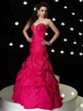Sweetheart Red Pleated Mermaid Princess Design Long length Prom Dress Under 150