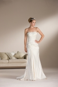 New Style Satin Strapless Wrinkle Style Sweep length Embroidery Mermaid Wedding Dress