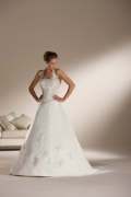 2012 Satin Embroidery Satin Low Back Court Train A-line Wedding Bridal Gown