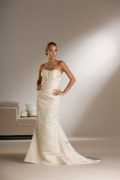 New Style Cheap Strapless Wrinkle Taffeta Sweep length Embroidery Mermaid Wedding Dress