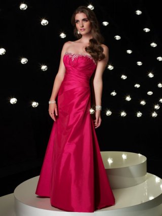 Mermaid/ Trumper Fushia Strapless A-line Fashion Design Hot in spring Prom Dress With Sash