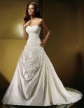 2012 Discount Pleated Taffeta Beads Working Court Train A-line Wedding Bridal Gown