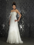 Lace Flat Embroider White Satin Charming Court Train Wedding Dress