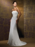 2012 Slim Strapless Sheath/ Column Sweep length Embroidery Beach Wedding Dress