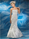 New Style Mermaid Embroidery Strapless Sweep length Low Back Wedding Dress