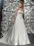 2012 Sparing Style Strapless Satin Embroidery Backless A-line Wedding Bridal Gown