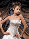 2012 Alluring Strapless Embroidery Satin Court Train A-line Wedding Bridal Gown